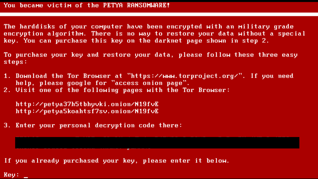 так выглядит экран блокировки Petya